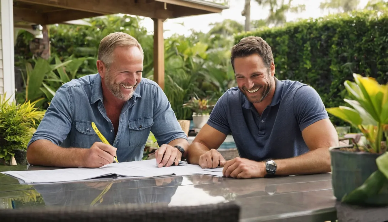 A homeowner reviewing written concrete quotes with a local provider in the Doral area